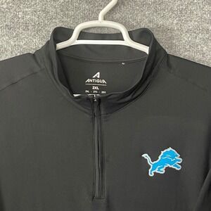 Detroit Lions Mens 2XL Black Quarter Zip Performance Pullover NFL Shirt Antigua